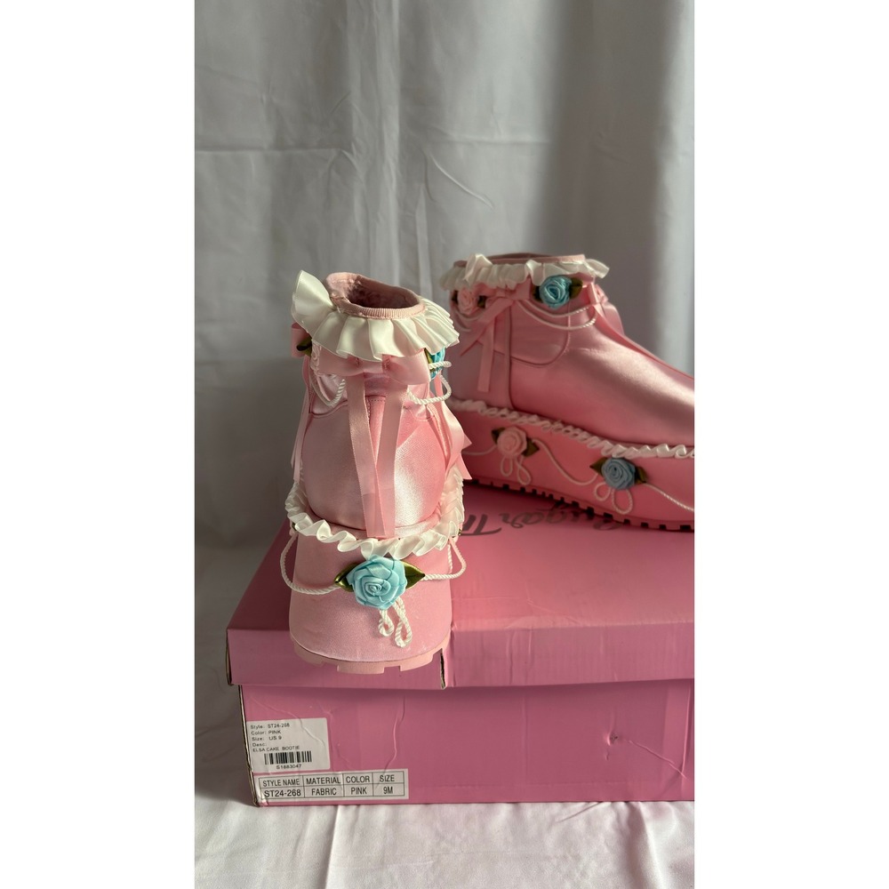 $130 NWT Dolls Kill Sugar Thrillz Elsa Cake Bootie Pink Platform Boots Women's 9 - Picture 7 of 9